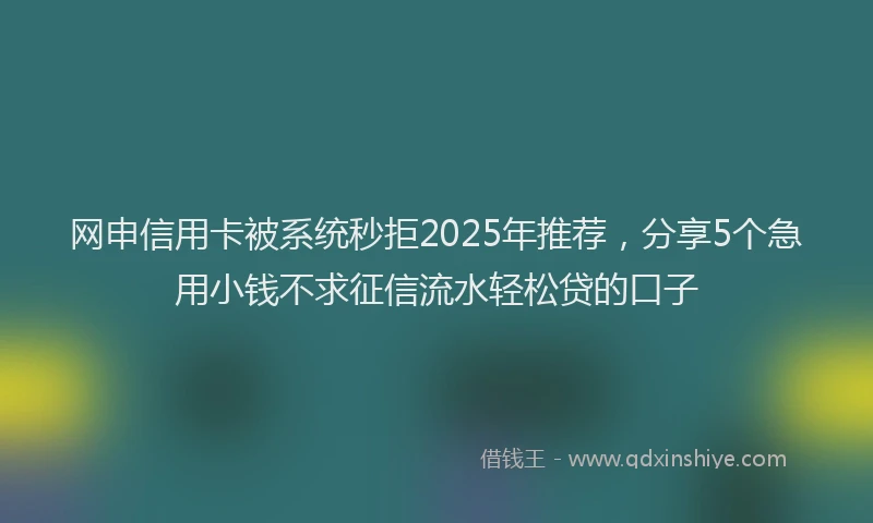 网申信用卡被系统秒拒2025年推荐，分享5个急用小钱不求征信流水轻松贷的口子