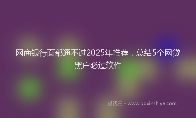网商银行面部通不过2025年推荐，总结5个网贷黑户必过软件