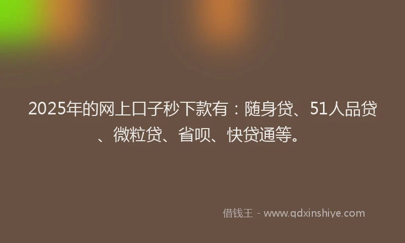 2025年的网上口子秒下款有：随身贷、51人品贷、微粒贷、省呗、快贷通等。