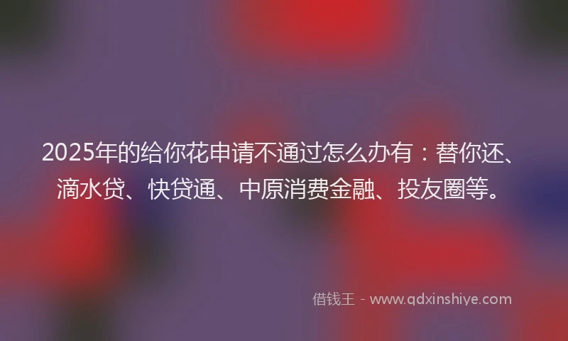 2025年的给你花申请不通过怎么办有：替你还、滴水贷、快贷通、中原消费金融、投友圈等。