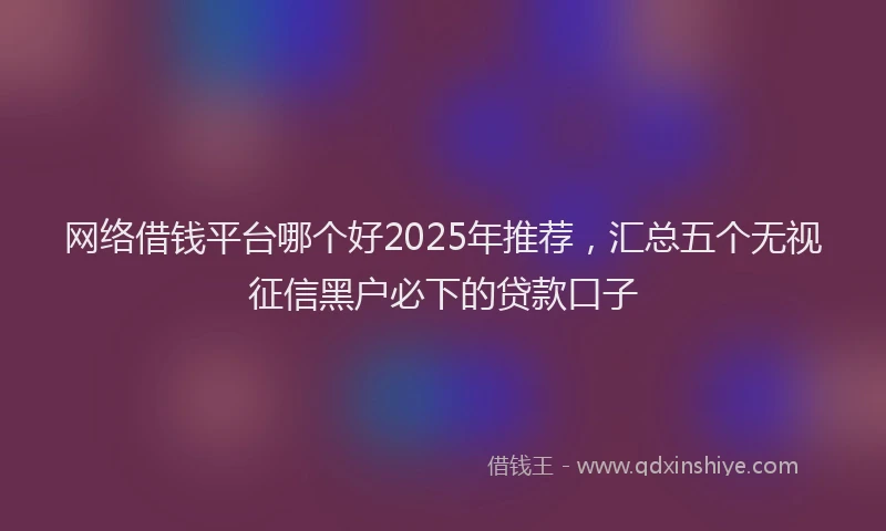 网络借钱平台哪个好2025年推荐，汇总五个无视征信黑户必下的贷款口子