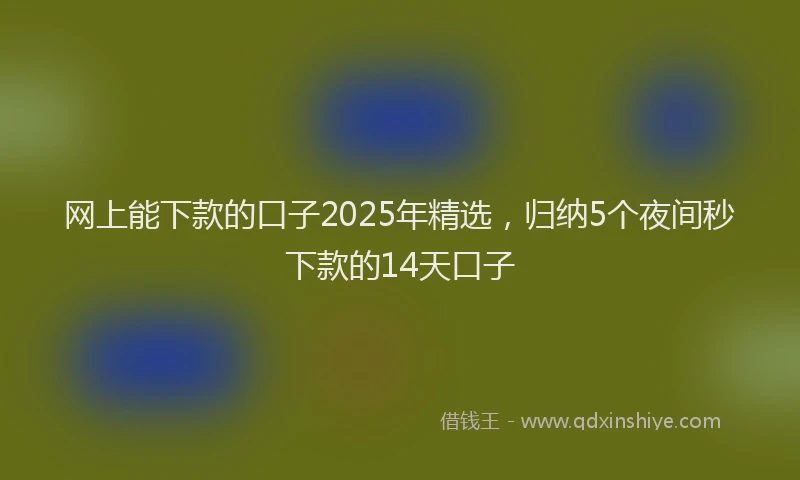 网上能下款的口子2025年精选，归纳5个夜间秒下款的14天口子