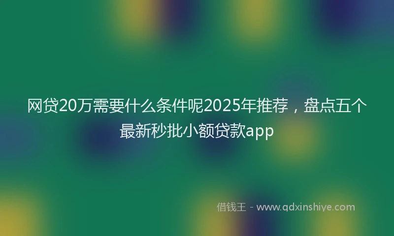网贷20万需要什么条件呢2025年推荐，盘点五个最新秒批小额贷款app