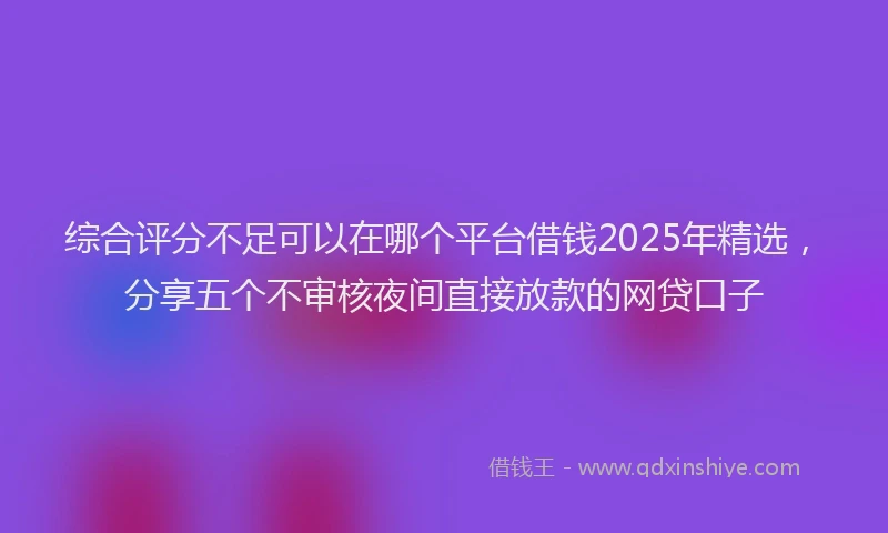 综合评分不足可以在哪个平台借钱2025年精选，分享五个不审核夜间直接放款的网贷口子