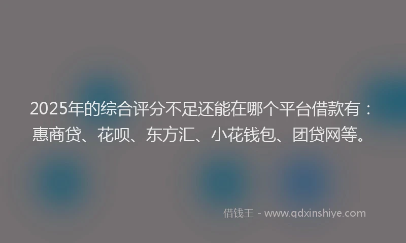 2025年的综合评分不足还能在哪个平台借款有：惠商贷、花呗、东方汇、小花钱包、团贷网等。