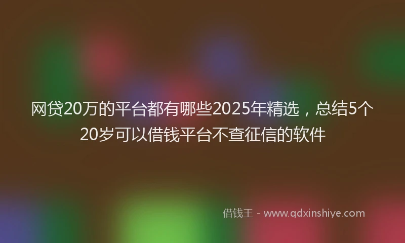网贷20万的平台都有哪些2025年精选，总结5个20岁可以借钱平台不查征信的软件