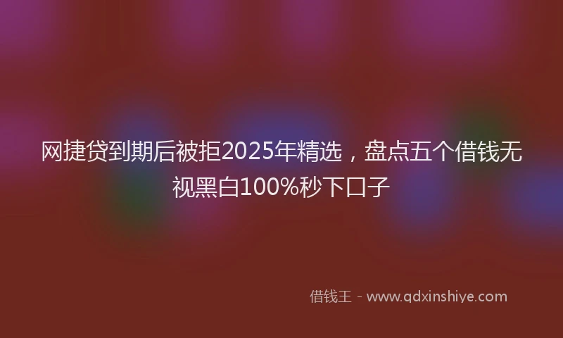 网捷贷到期后被拒2025年精选，盘点五个借钱无视黑白100%秒下口子