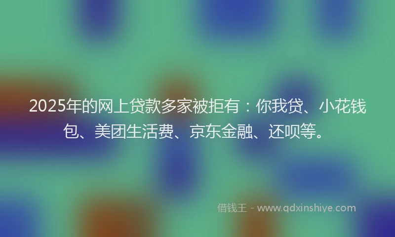 2025年的网上贷款多家被拒有：你我贷、小花钱包、美团生活费、京东金融、还呗等。