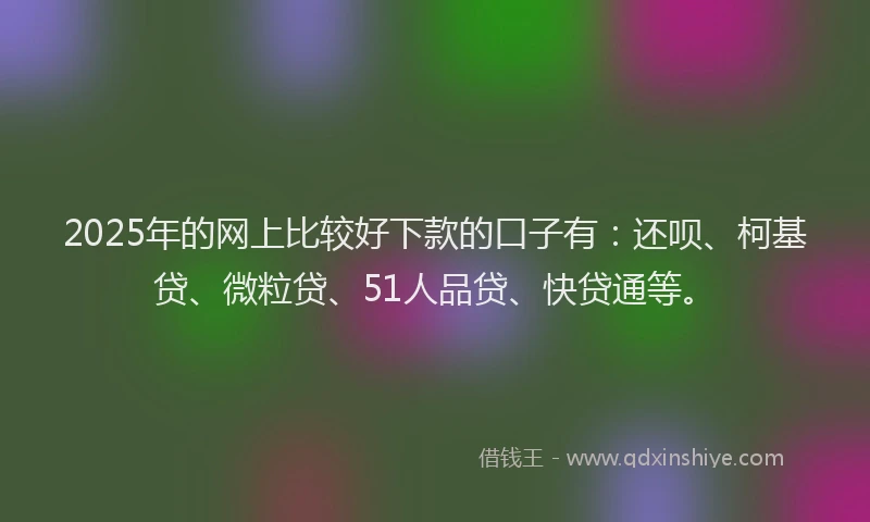 2025年的网上比较好下款的口子有：还呗、柯基贷、微粒贷、51人品贷、快贷通等。