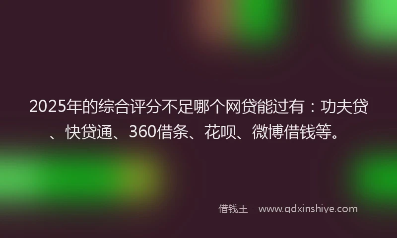 2025年的综合评分不足哪个网贷能过有：功夫贷、快贷通、360借条、花呗、微博借钱等。