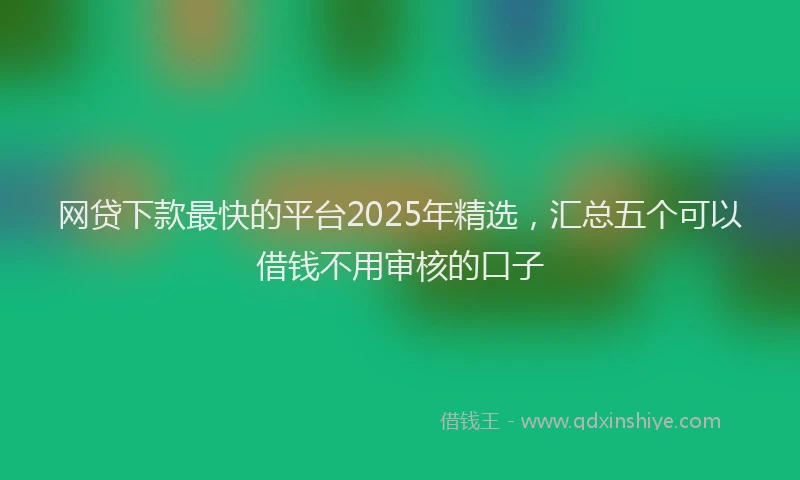 网贷下款最快的平台2025年精选，汇总五个可以借钱不用审核的口子