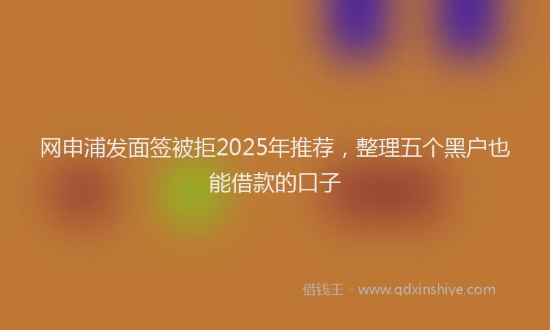 网申浦发面签被拒2025年推荐,整理五个黑户也能借款的口子
