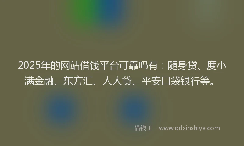 2025年的网站借钱平台可靠吗有：随身贷、度小满金融、东方汇、人人贷、平安口袋银行等。
