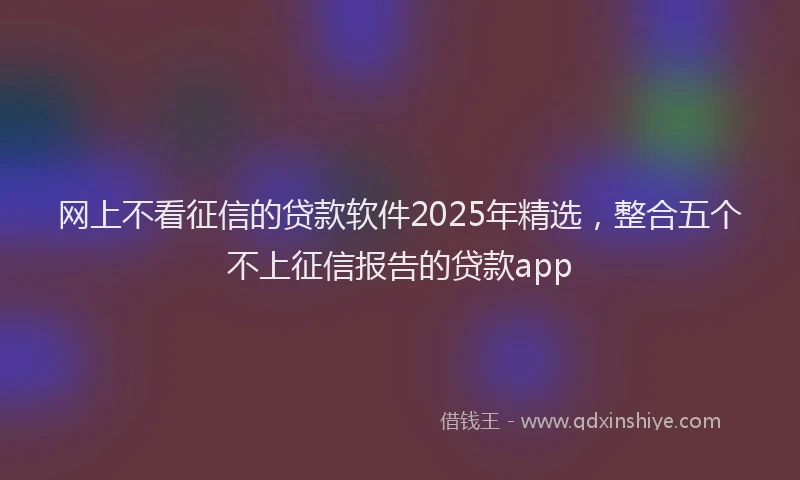 网上不看征信的贷款软件2025年精选，整合五个不上征信报告的贷款app