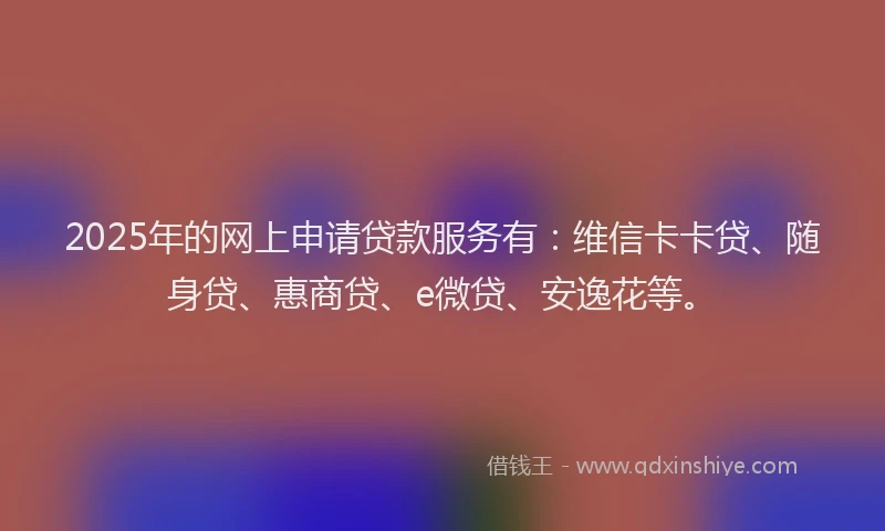 2025年的网上申请贷款服务有：维信卡卡贷、随身贷、惠商贷、e微贷、安逸花等。