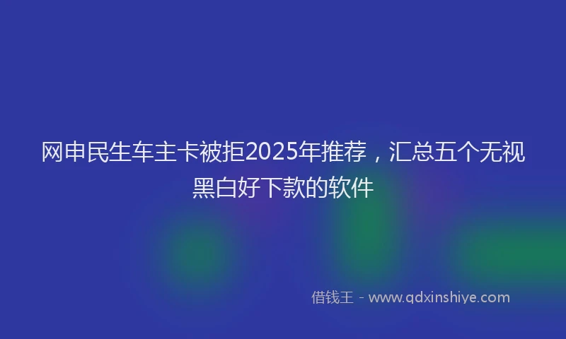 网申民生车主卡被拒2025年推荐，汇总五个无视黑白好下款的软件