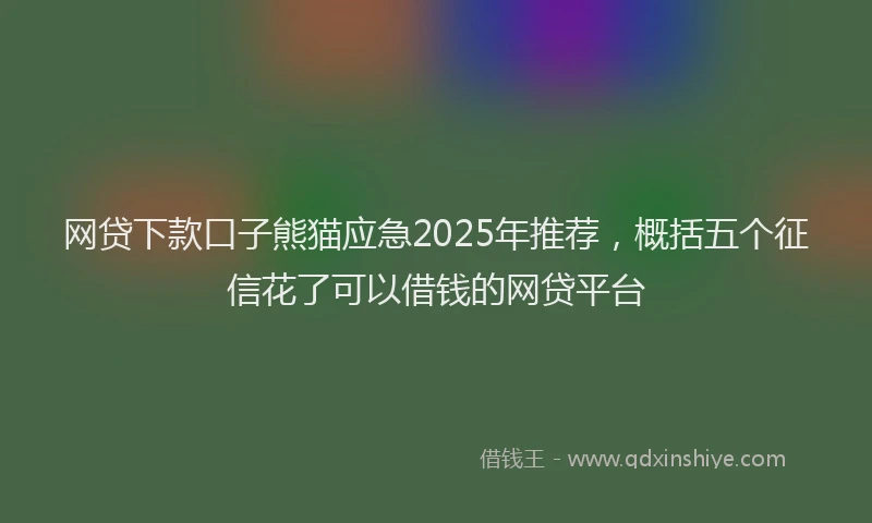 网贷下款口子熊猫应急2025年推荐，概括五个征信花了可以借钱的网贷平台