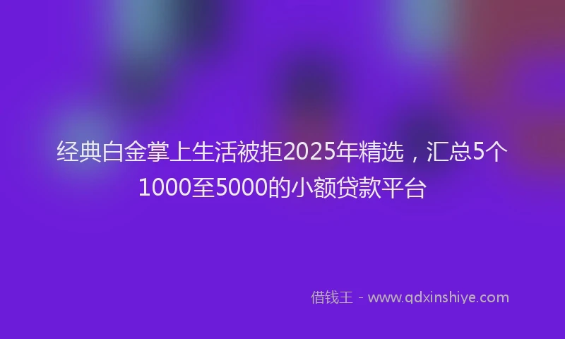 经典白金掌上生活被拒2025年精选，汇总5个1000至5000的小额贷款平台