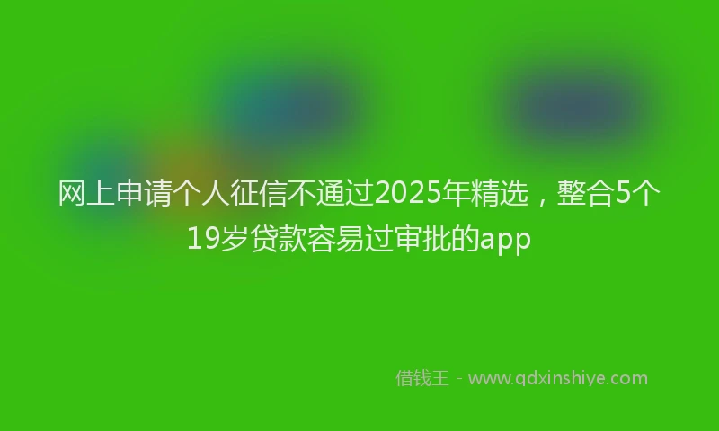 网上申请个人征信不通过2025年精选，整合5个19岁贷款容易过审批的app