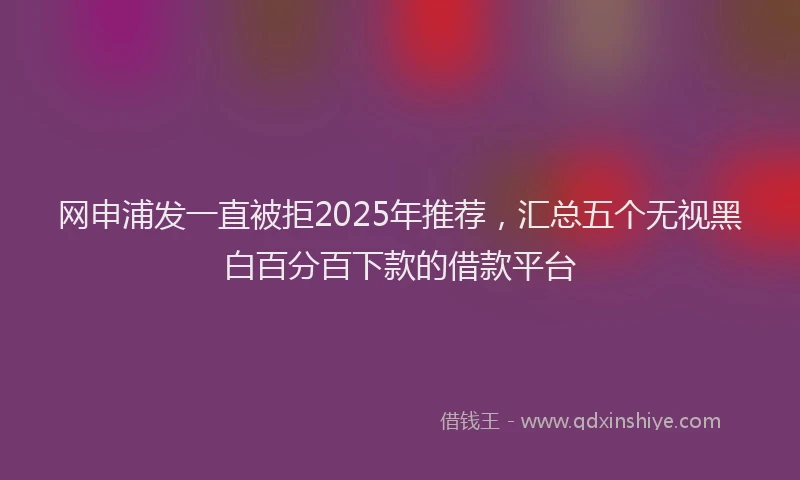 网申浦发一直被拒2025年推荐，汇总五个无视黑白百分百下款的借款平台
