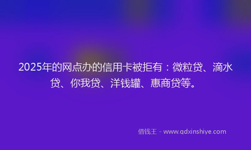 2025年的网点办的信用卡被拒有：微粒贷、滴水贷、你我贷、洋钱罐、惠商贷等。