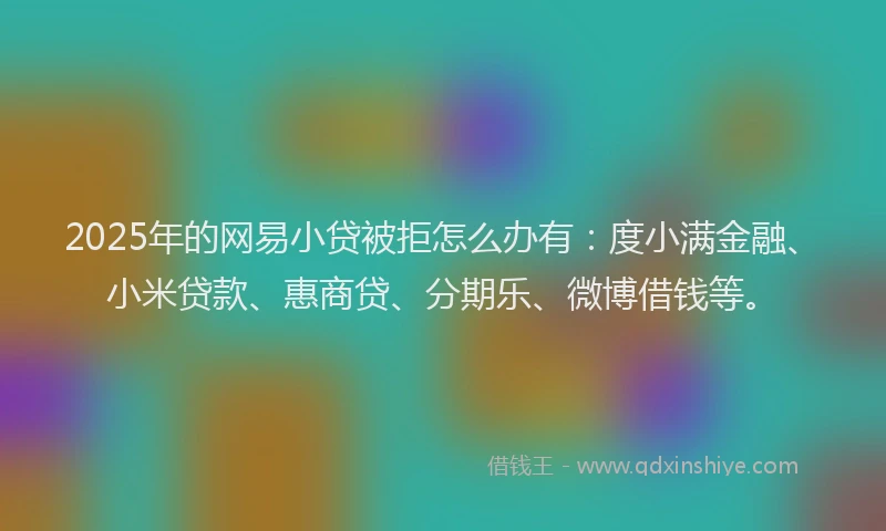 2025年的网易小贷被拒怎么办有：度小满金融、小米贷款、惠商贷、分期乐、微博借钱等。