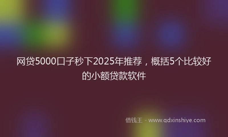 网贷5000口子秒下2025年推荐，概括5个比较好的小额贷款软件