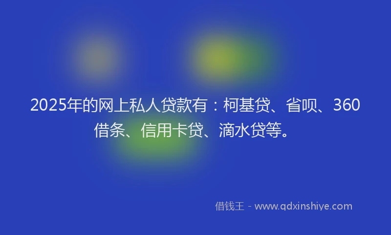 2025年的网上私人贷款有：柯基贷、省呗、360借条、信用卡贷、滴水贷等。