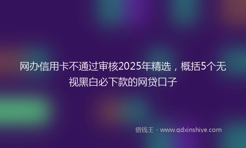 网办信用卡不通过审核2025年精选，概括5个无视黑白必下款的网贷口子