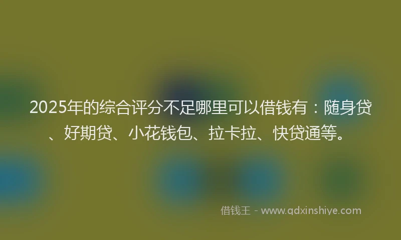 2025年的综合评分不足哪里可以借钱有：随身贷、好期贷、小花钱包、拉卡拉、快贷通等。