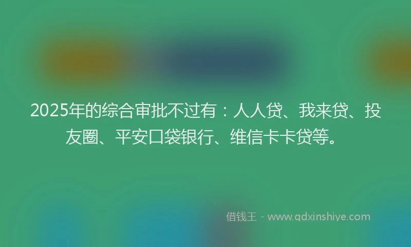 2025年的综合审批不过有：人人贷、我来贷、投友圈、平安口袋银行、维信卡卡贷等。