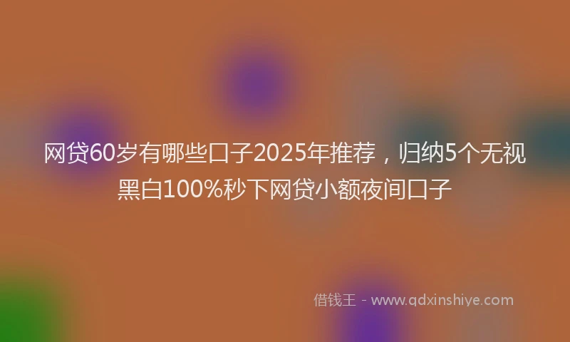 网贷60岁有哪些口子2025年推荐，归纳5个无视黑白100%秒下网贷小额夜间口子