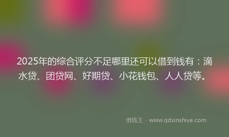 2025年的综合评分不足哪里还可以借到钱有：滴水贷、团贷网、好期贷、小花钱包、人人贷等。