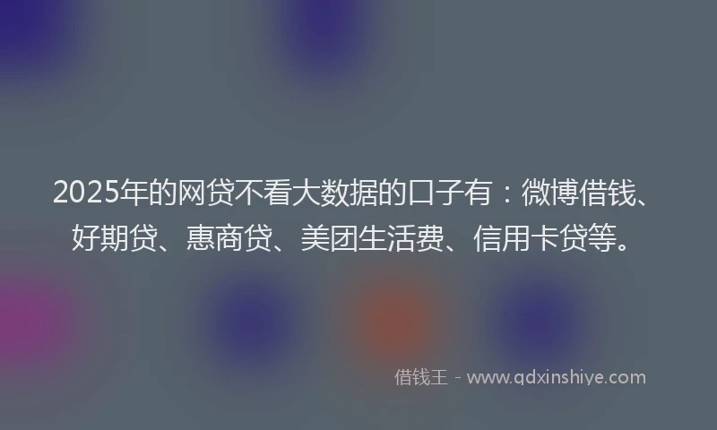 2025年的网贷不看大数据的口子有：微博借钱、好期贷、惠商贷、美团生活费、信用卡贷等。