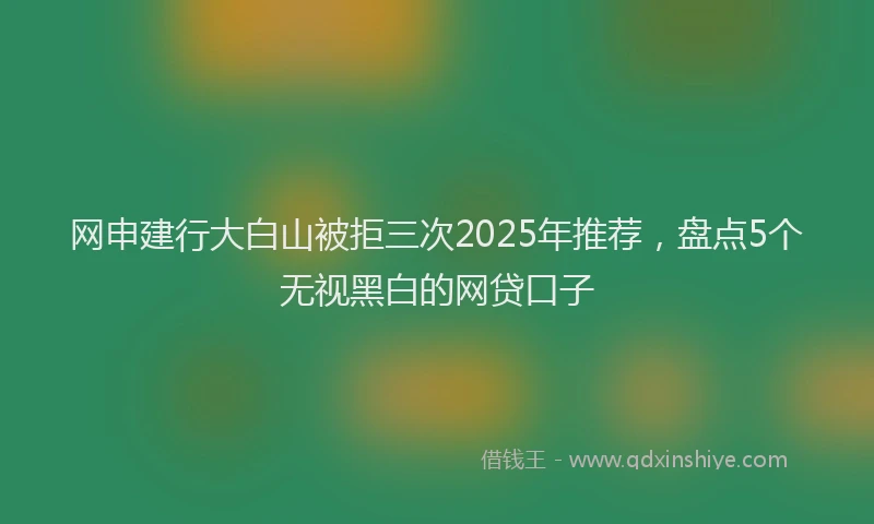 网申建行大白山被拒三次2025年推荐，盘点5个无视黑白的网贷口子