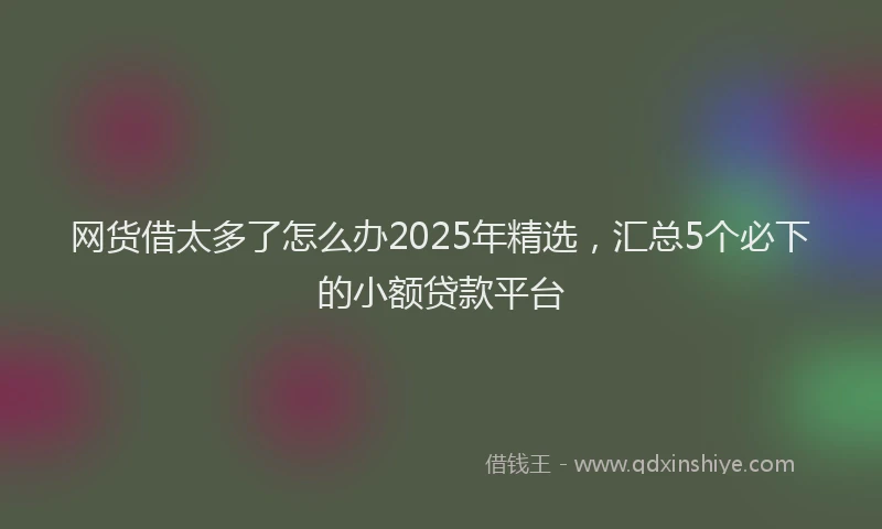网货借太多了怎么办2025年精选，汇总5个必下的小额贷款平台