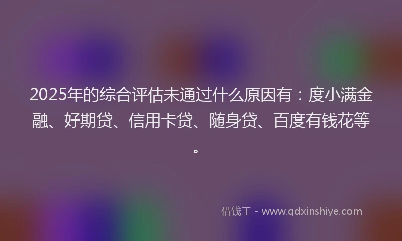 2025年的综合评估未通过什么原因有：度小满金融、好期贷、信用卡贷、随身贷、百度有钱花等。