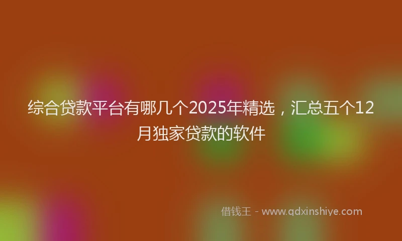 综合贷款平台有哪几个2025年精选，汇总五个12月独家贷款的软件