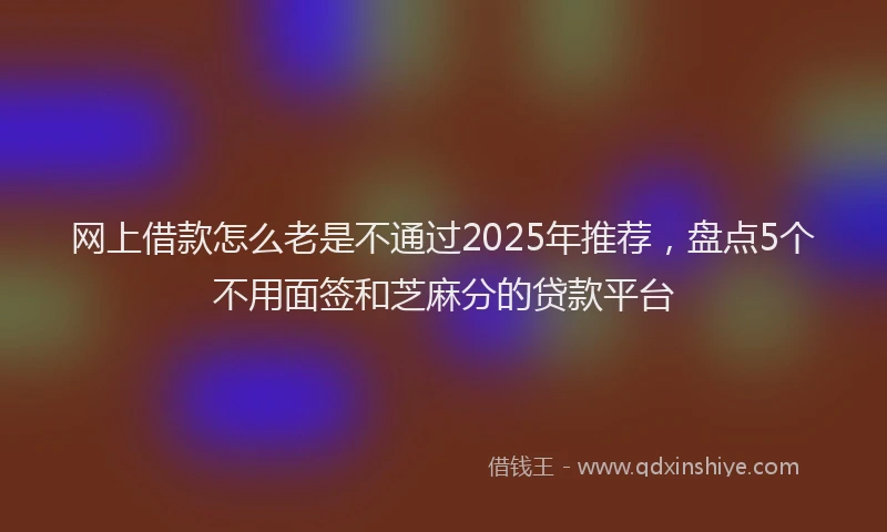网上借款怎么老是不通过2025年推荐，盘点5个不用面签和芝麻分的贷款平台
