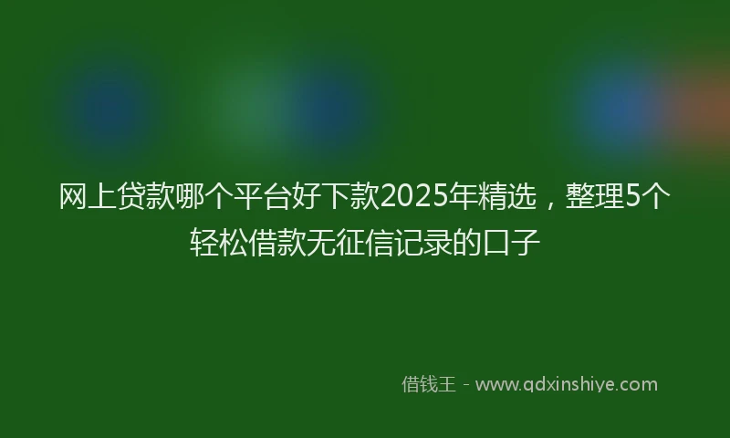 网上贷款哪个平台好下款2025年精选，整理5个轻松借款无征信记录的口子