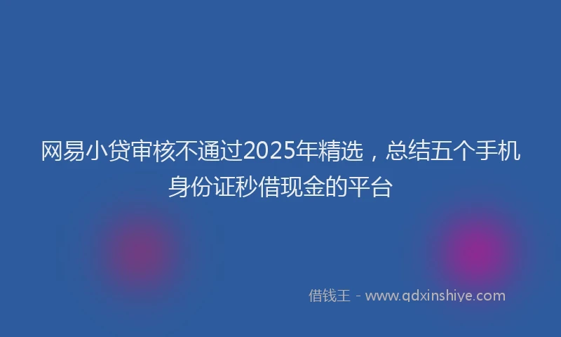 网易小贷审核不通过2025年精选，总结五个手机身份证秒借现金的平台