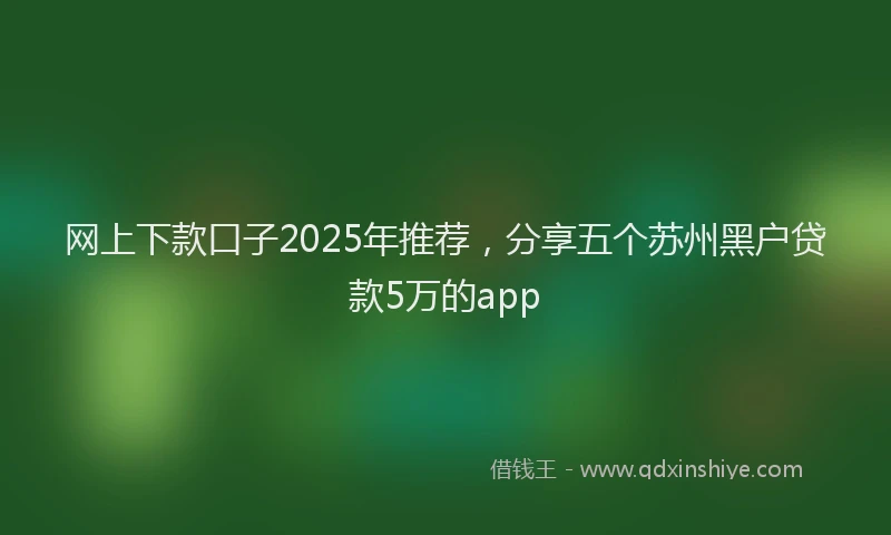 网上下款口子2025年推荐，分享五个苏州黑户贷款5万的app