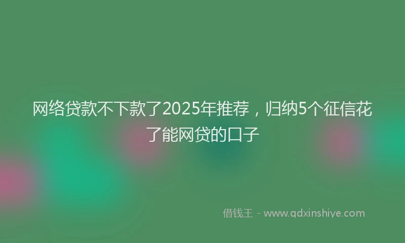 网络贷款不下款了2025年推荐，归纳5个征信花了能网贷的口子