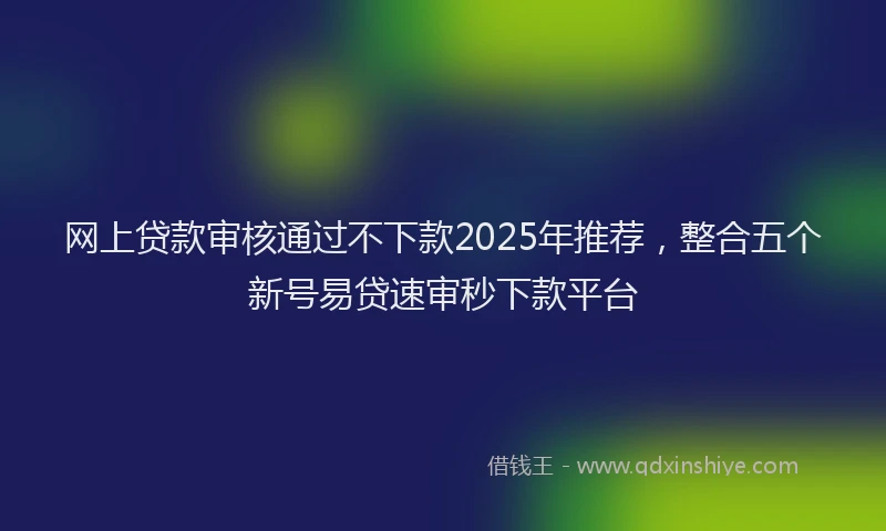 网上贷款审核通过不下款2025年推荐，整合五个新号易贷速审秒下款平台