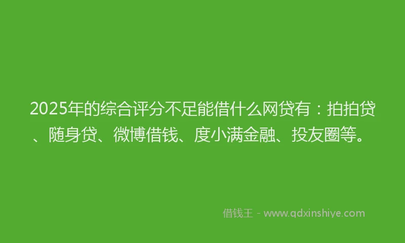 2025年的综合评分不足能借什么网贷有：拍拍贷、随身贷、微博借钱、度小满金融、投友圈等。