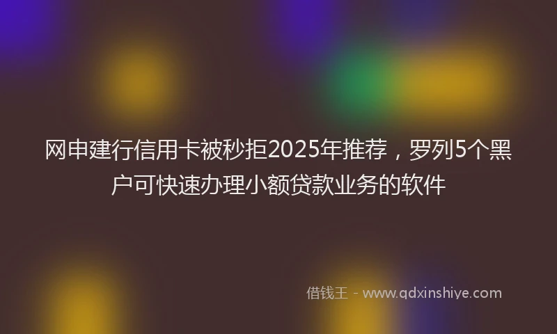 网申建行信用卡被秒拒2025年推荐，罗列5个黑户可快速办理小额贷款业务的软件