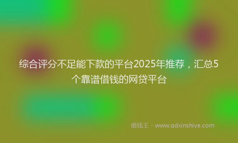 综合评分不足能下款的平台2025年推荐，汇总5个靠谱借钱的网贷平台