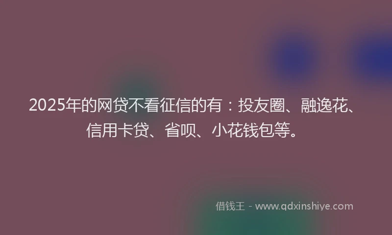 2025年的网贷不看征信的有：投友圈、融逸花、信用卡贷、省呗、小花钱包等。