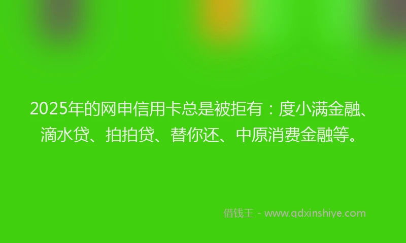 2025年的网申信用卡总是被拒有：度小满金融、滴水贷、拍拍贷、替你还、中原消费金融等。
