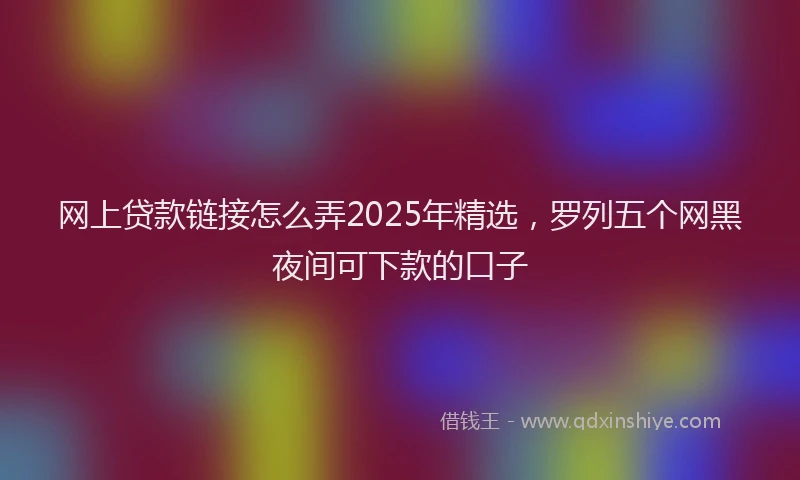 网上贷款链接怎么弄2025年精选，罗列五个网黑夜间可下款的口子